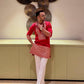 RED EMBROIDERED KURTA PANT SET