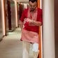 RED EMBROIDERED KURTA PANT SET