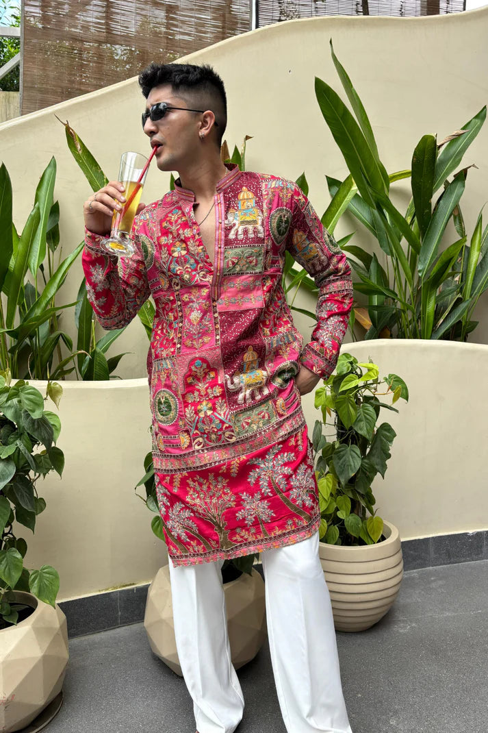 ROYAL PINK  KURTA SET FOR MEN | WEDDING & FESTIVE WEAR
